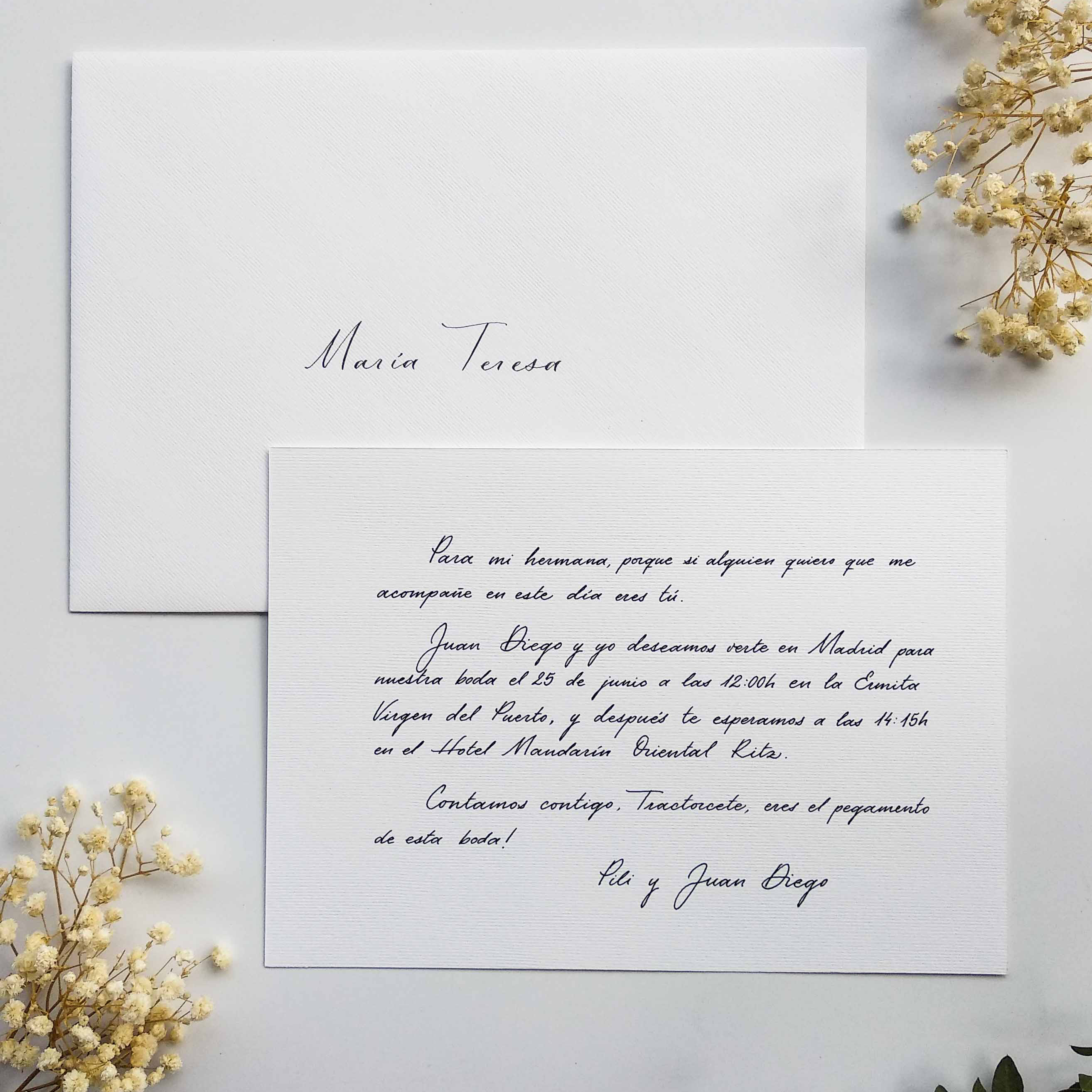 Invitaciones caligrafiadas